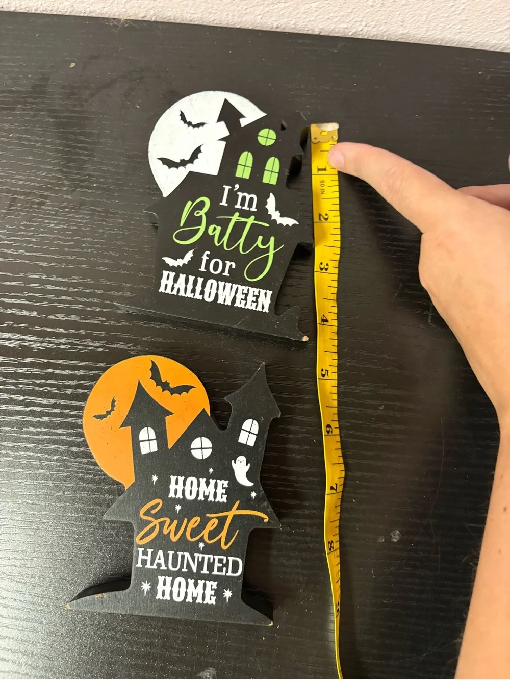 Halloween Haunted House Tabletop Decor Set of 2 Spooky Bat Signs